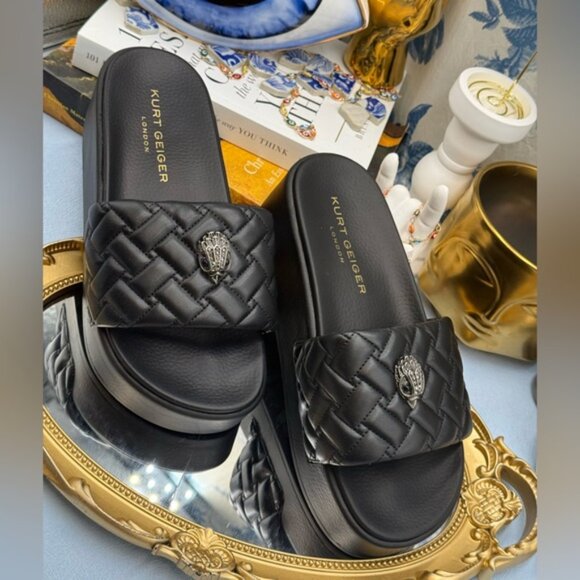 🆕 KURT GEIGER LONDON 🧿 NWOB Meena Eagle Platform Slides Sz EU 37 US 7 - Picture 9 of 16